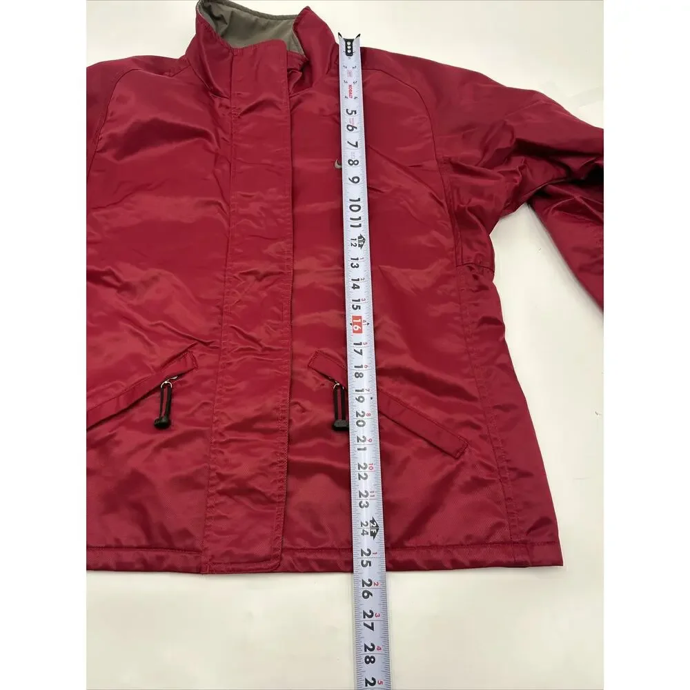 VINTAGE Nike Jacket Full Zip Front Maroon Jacket Pockets Swoosh Women’s Size L - Picture 5 of 11